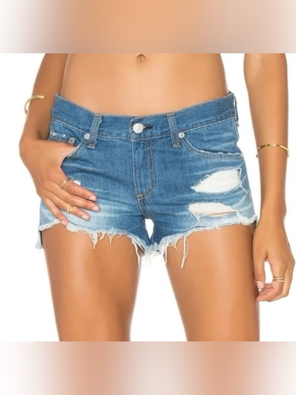 rag & bone Blue Distressed Cutoff Denim Shorts - stretchy size 29 - like new!